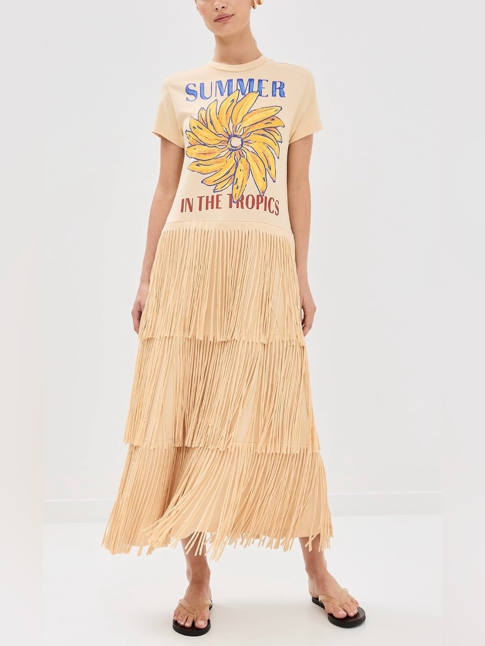 Farm Rio Summer In The Tropics Fringe Maxi Dress Banana Blossom Resort Size M - Picture 5 of 9